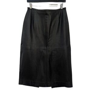 Vintage Votre Nom Soft Black Leather Pencil Skirt